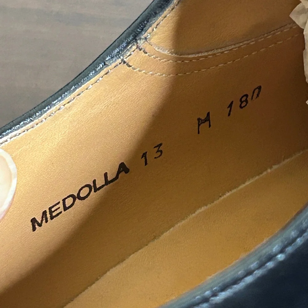 Mezlan Medolla Derby Dress Shoes Mens 13 Black Square Apron Toe Leather